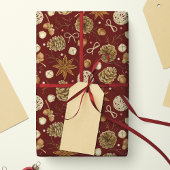Rustieke Aquarel Denneappel Kerstmis Cadeaupapier