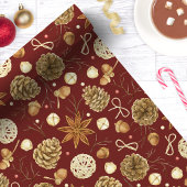 Rustieke Aquarel Denneappel Kerstmis Cadeaupapier