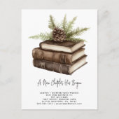 Rustieke Aquarel Denneboom Een Nieuw Hoofdstuk Is  Aankondigingskaart (Voorkant)