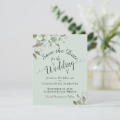 Rustieke Aquarel Eucalyptus Bladeren Munt Bruiloft Save The Date (Staand voorkant)
