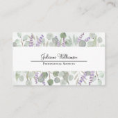 Rustieke Aquarel Eucalyptus en Lavendel QR Code Visitekaartje (Voorkant)
