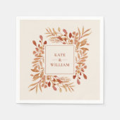 Rustieke Aquarel Foliage Herfst Herfst Bruiloft Servet (Voorkant)