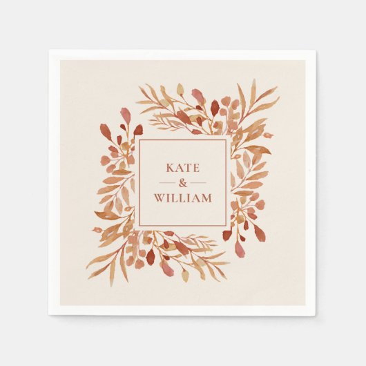 Rustieke Aquarel Foliage Herfst Herfst Bruiloft Servet (Voorkant)