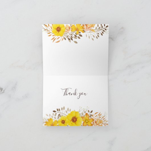 Rustieke aquarel gele wilde rozen, union blauw bedankkaart (Binnen)