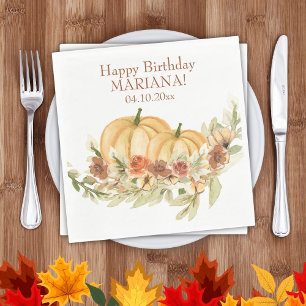Rustieke Aquarel Herfst Pompoen Verjaardagsfeest Servet