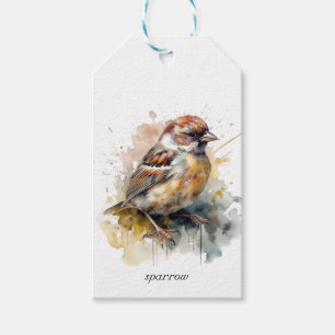 Rustieke Aquarel Mus, op maat gemaakt Cadeaulabel