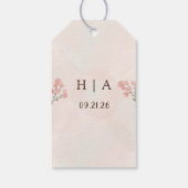 Rustieke Aquarel Perzik en Groen Minimalistisch Hu Cadeaulabel (Achterkant)