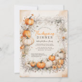 Rustieke aquarel pompoenloof Thanksgiving Kaart (Voorkant)