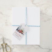 Rustieke Aquarel Rode Truck Winter Kerstmis Cadeaulabel (Met Touw)