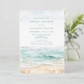 Rustieke Aquarel Strand Bruidsuitnodiging Feest Kaart (Staand voorkant)