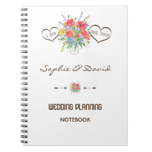 Rustieke aquarel Wild Flowers Wedding Planner Notitieboek