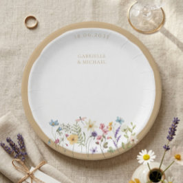 Rustieke Aquarel Wilde Bloemen Bruidsborden Papieren Bordje