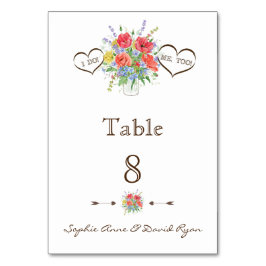 Rustieke aquarel Wilde Bloemen Tafelnummer