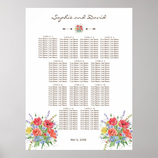 Rustieke aquarel Wilde Bloemen Zitting Grafiek 120 Poster (Voorkant)