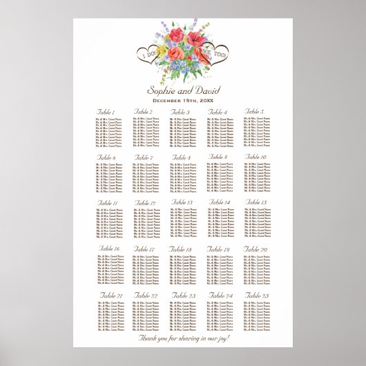 Rustieke aquarel Wilde Bloemen Zitting Grafiek 250 Poster (Voorkant)