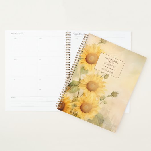 Rustieke Aquarel Zonnebloem Planner (Display)