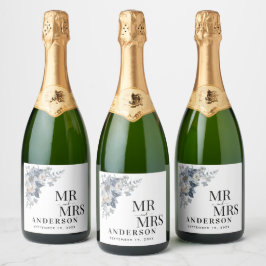rustieke aquarelillustratie van een bloemstuk  sparkling wijnetiket