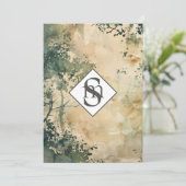 * Rustieke AR26 Forest Monogram QR RSVP bruiloft Kaart (Staand voorkant)