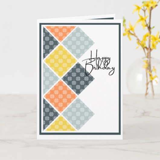 Rustieke Arabesque verjaardag Duizelig en heldere Kaart (Gele Bloem)