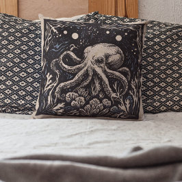 Rustieke Art Nouveau Violet Octopus Onderwater Kussen