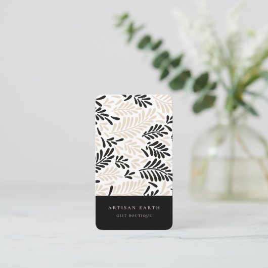 Rustieke Artisan Aardse Abstracte Palm Pattern Visitekaartje (Staand voorkant)
