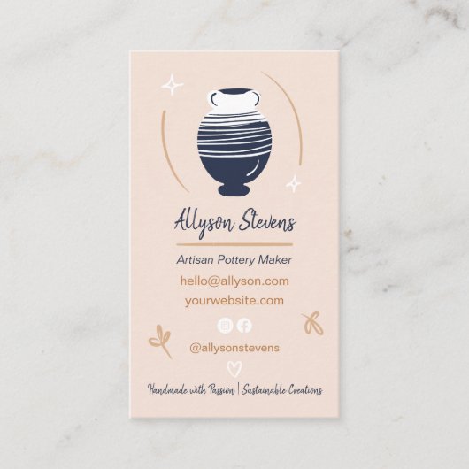 Rustieke Artisan Pottery Maker Ambachten foto qr c Visitekaartje (Voorkant)