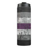 Rustieke Asexual Pride Flag Hout Graan Naam Thermosbeker (Voorkant)