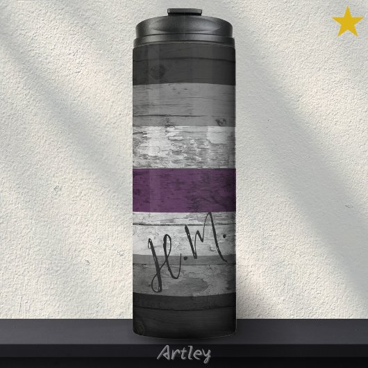 Rustieke Asexual Pride Flag Hout Graan Naam Thermosbeker