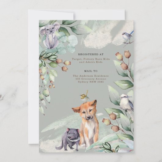 Rustieke Australian Animals Baby shower per post Kaart (Achterkant)