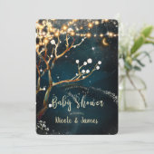 Rustieke Avond Boom Lichtjes Sterren Baby Shower Kaart (Staand voorkant)