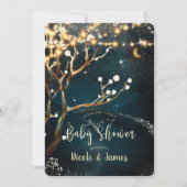 Rustieke Avond Boom Lichtjes Sterren Baby Shower Kaart (Voorkant)