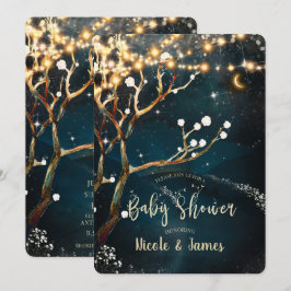 Rustieke Avond Boom Lichtjes Sterren Baby Shower Kaart