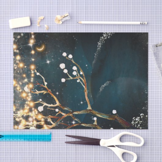 Rustieke avond boomlichten sterrenhemel bruiloft tissuepapier (Craft)