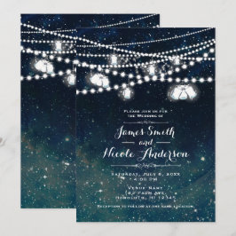 Rustieke Avond Nachthemel Metselaarslampen Bruilof Kaart