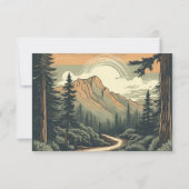 Rustieke Avontuurlijke Berg Bos Bruiloft RSVP Kaartje (Achterkant)