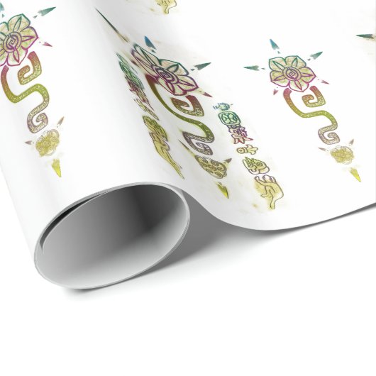 Rustieke AZTEC Tribal Folk Art Cadeaupapier (Rol Hoek)