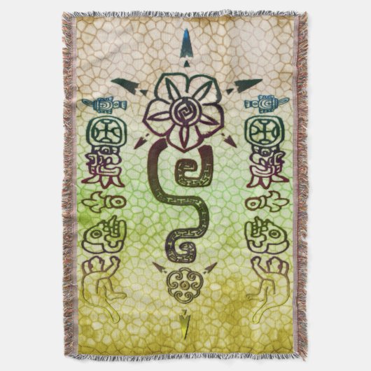 Rustieke AZTEC Tribal Folk Art Deken (Voorkant Verticaal)