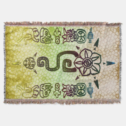 Rustieke AZTEC Tribal Folk Art Deken (Voorkant)