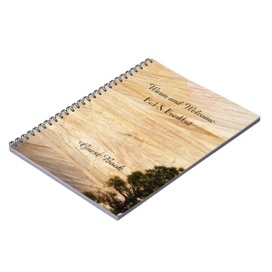 Rustieke B&B gastenboek, lichtbruine steen met boo Notitieboek (Linkerzijde)