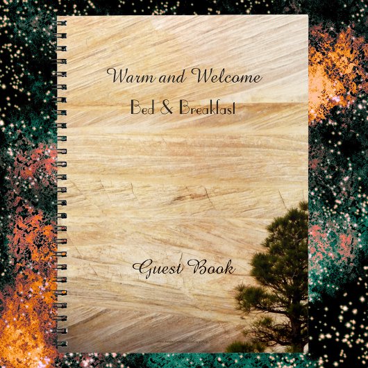 Rustieke B&B gastenboek, lichtbruine steen met boo Notitieboek