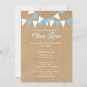 Rustieke Baby Boy Blauw Bunting Doop Doop Doop Kaart (Voorkant)