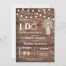 Rustieke Baby Breath en String Lights Vrijgezellen Kaart