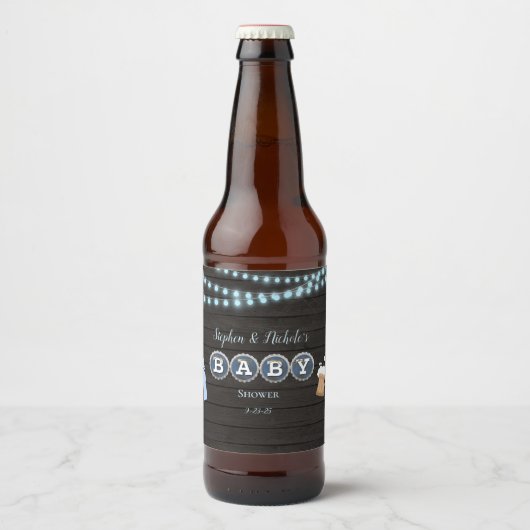 Rustieke Baby brouwt blauw Baby shower Bier Etiket (Voorkant)
