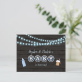 Rustieke Baby brouwt blauw Baby shower Briefkaart (Staand voorkant)