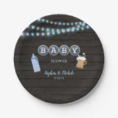 Rustieke Baby brouwt blauw Baby shower Papieren Bordje (Voorkant)