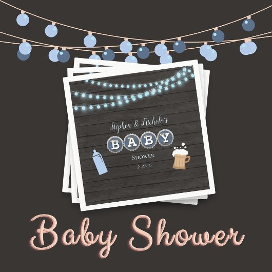 Rustieke Baby brouwt blauw Baby shower Servet