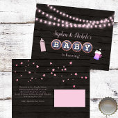 Rustieke Baby brouwt roze Baby shower Briefkaart