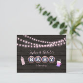Rustieke Baby brouwt roze Baby shower Briefkaart (Staand voorkant)