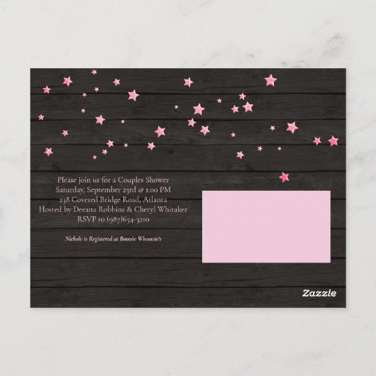 Rustieke Baby brouwt roze Baby shower Briefkaart (Achterkant)