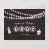 Rustieke Baby brouwt roze Baby shower Briefkaart (Voorkant)